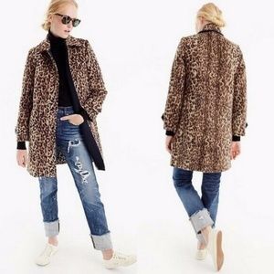 NWT J.CREW Topcoat Jacket Coat Wool Double Leopard